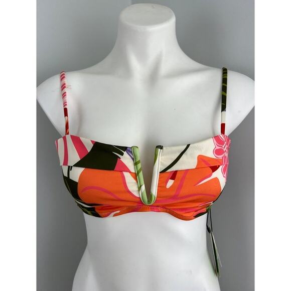 Sanctuary Multi-color Fresh Squeezed Women's V Wire Bandeau Swim Top Medium - Picture 2 of 8